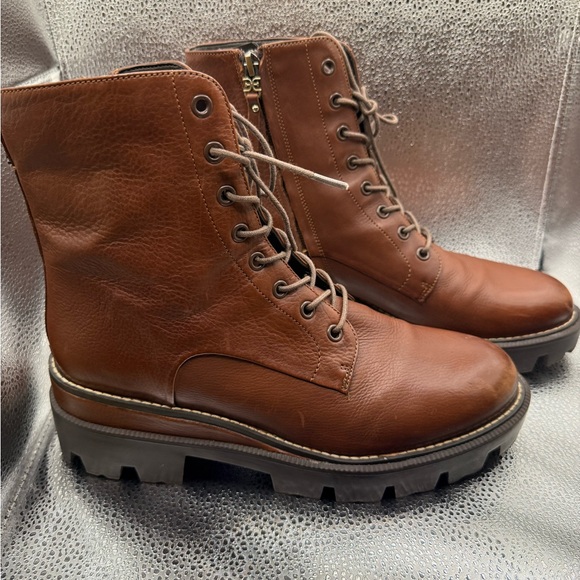 Sam Edelman Women's 8.5 Leather Cognac Garret Platform Combat Boots - Picture 3 of 8